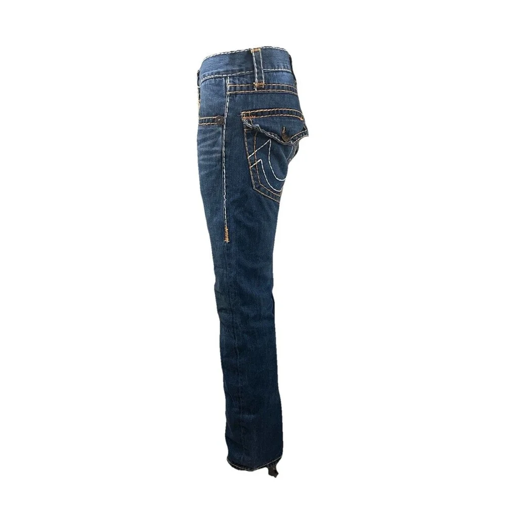 True Religion Joey Super T Mens 32x32 Made in USA Blue Straight Slim-Flare Y2K